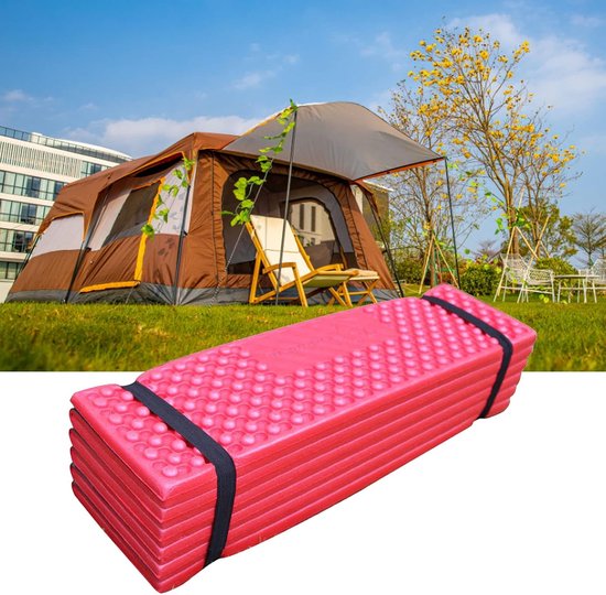 Opvouwbare Slaapmat - Kampeer Kussen - Buiten Slapen - Verdikt Eierkrat Design - 350 Gram - Rood Zwart — afbeelding 5