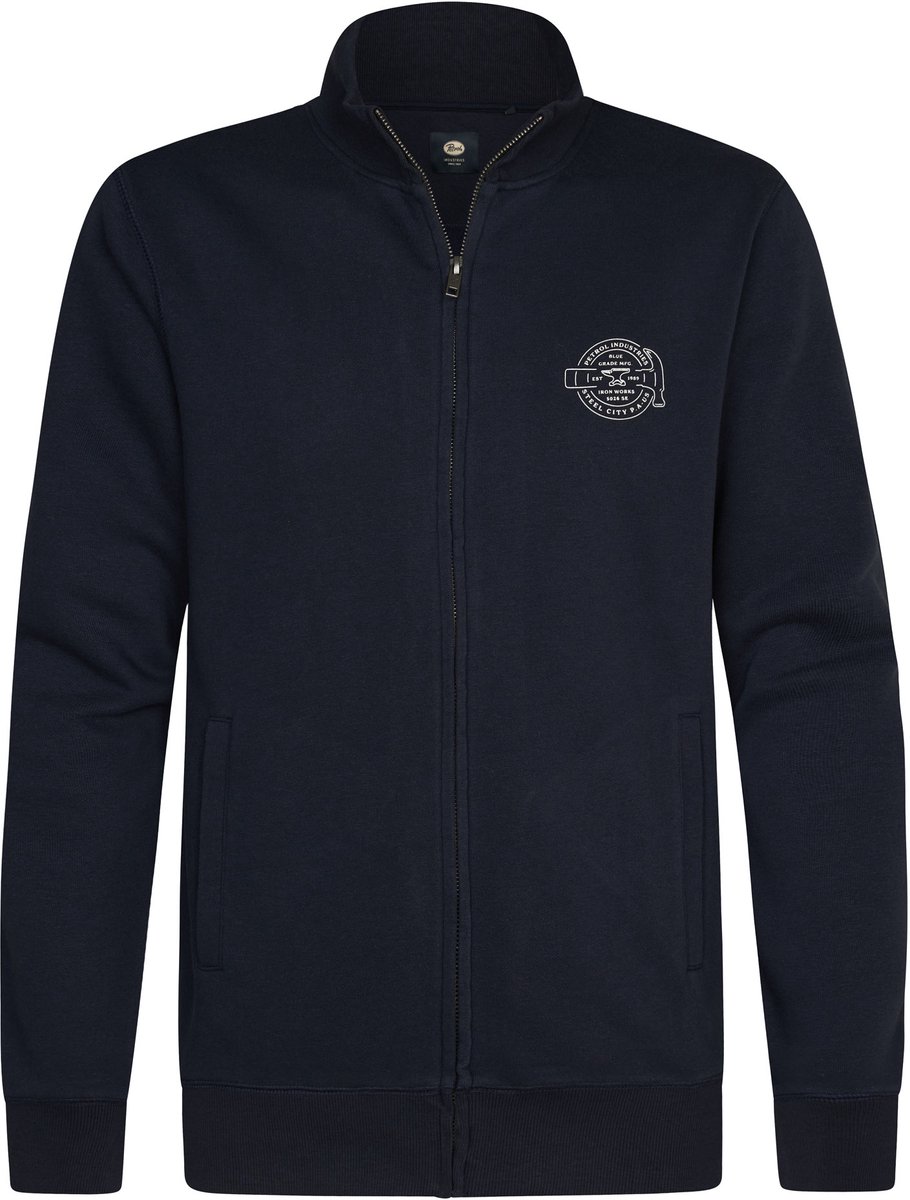 Petrol Industries - Heren Sweatshirt met opstaande kraag en rits Marden - Blauw - Maat M