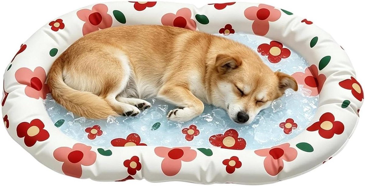 Honden Koelbed - Huisdier Mat - Zomerse Koelte - Drukgeactiveerde Gel - 64 x 45 cm - Bloemenprint