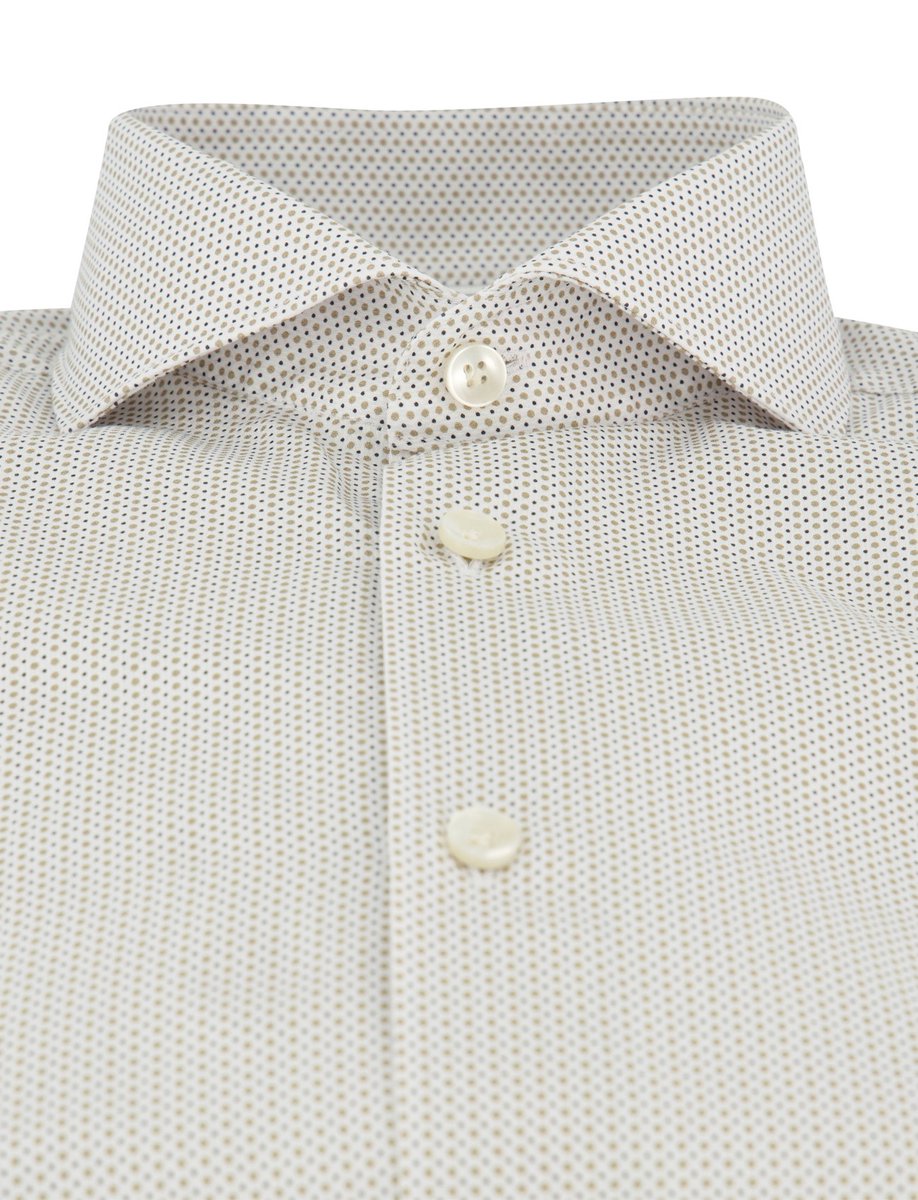 Overhemd John Miller beige stippen geprint