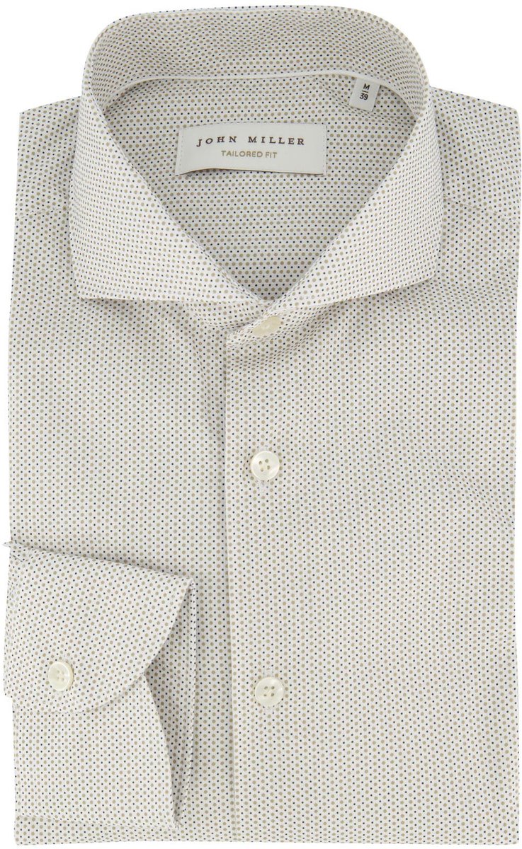 Overhemd John Miller beige stippen geprint
