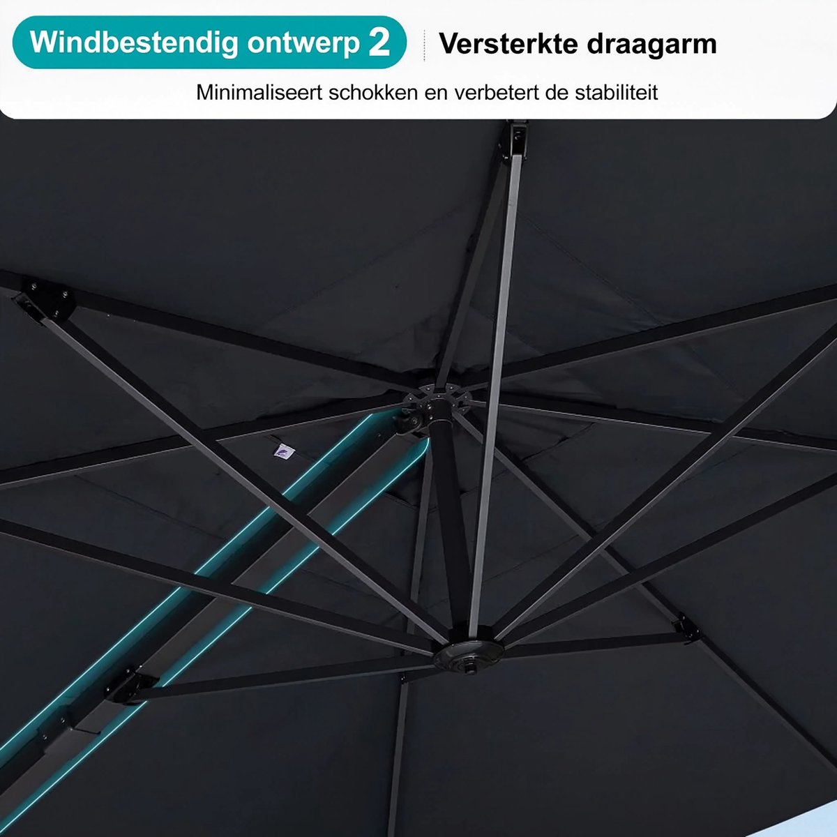 Purple Leaf Zweefparasol met slinger 450x350 cm - Grijs