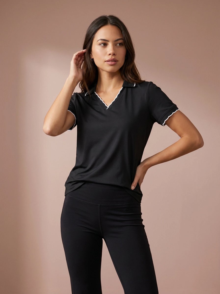 Sjeng Sports WAVE - Maat: S Black - Tennis Polo's Vrouwen - Poloshirt - 87% polyester, 13% elastaan, single jersey