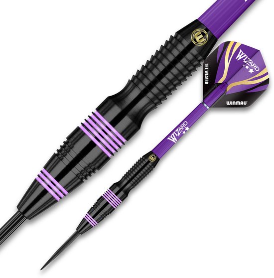 WINMAU Darts Michael 'MvG' Van Gerwen Vs Simon 'The Wizard' Whitlock | Twin Set | 22g Steeltip messing darts Set met vluchten en schachten (stengels) van Winmau — afbeelding 2