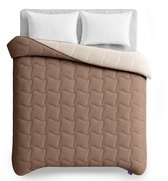 Slaapspeciaal Eazydekbed Series Bruin/Creme - Zomerdekbed zonder Overtrek - Wasbaar Dekbed - Hoesloos Dekbed - 2 in 1 Dekbed - Dekbed met Vaste Overtrek - Duo Kleur Dekbed - 200x200 cm