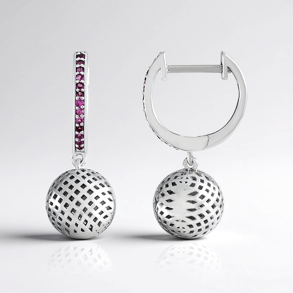 Cavill - Oorbellen 925 Sterling Zilver Platina Coating - 26 Ronde Rhodolieten 0,14 ct - Elegant Warm Roze Accent - Modieus Sieraad