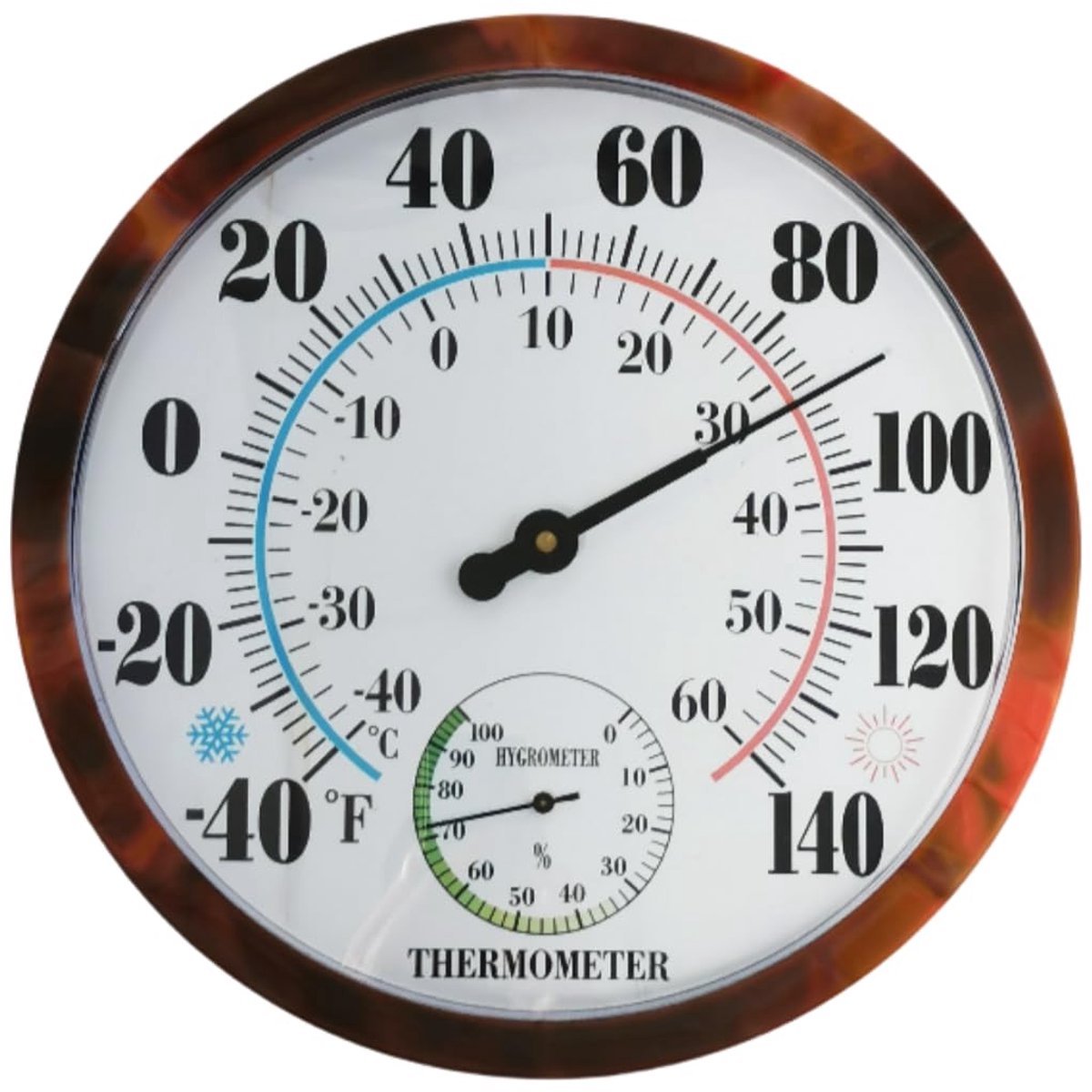 KZQ Retro Buitenthermometer 25 Cm – Waterdicht Met Grote Wijzerplaat, Geen Batterij Nodig – Voor Tuin Terras Schutting En Garage