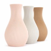 3 Design Vazen met Organische Vorm-Geribbeld Reliëf-Moderne Woondecoratie-Japandi