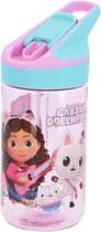 Gabby's Dollhouse Tritan Premium Drinkfles - 480 ml – Sluit goed af – Drinkfles voor kinderen – Roze