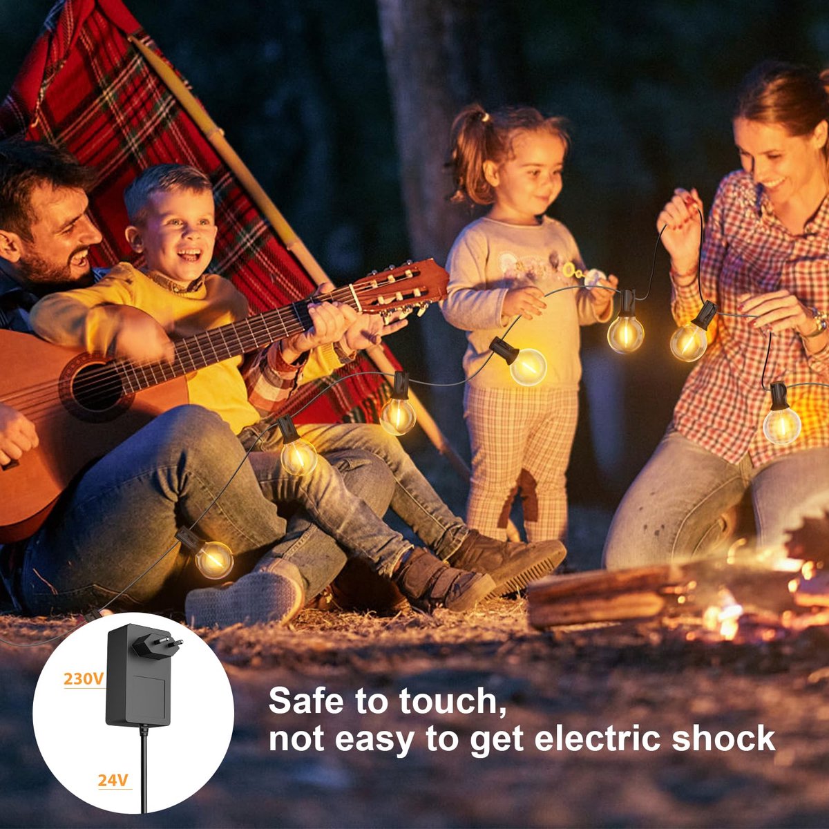 SnelShoppen - Lichtsnoer Buiten LED 15M Waterproof - 25+1 LED Lichtketting - 24V Indoor Outdoor Tuinverlichting voor Bruiloft, Kerst, Feest, Terras, P