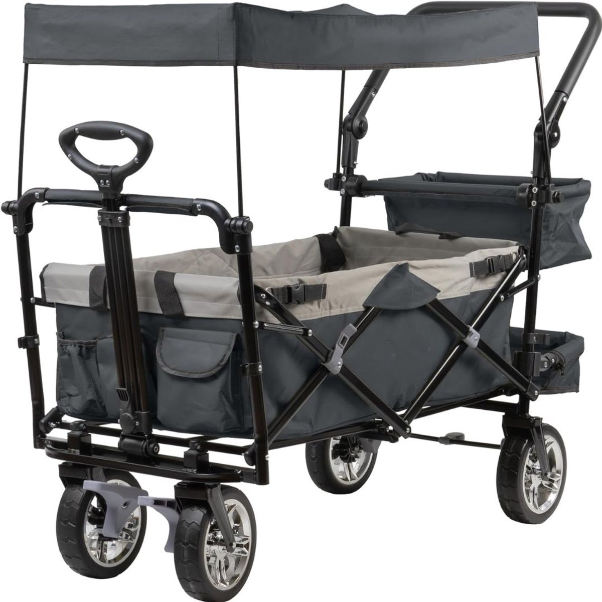JCP® Bolderkar met Dak - Opvouwbare Transportwagen - Transportwagen met Dak - Grijs - 120cm x 55cm x 98cm