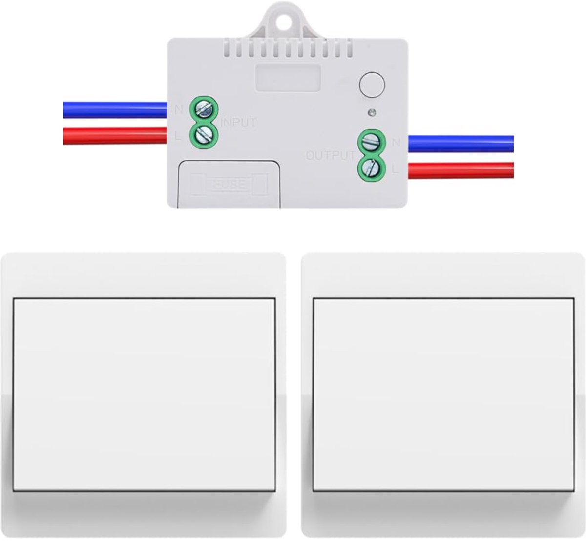 SnelShoppen - Draadloze Schakelset met Afstandsbediening - Batterijvrije Kinetische Lichtschakelaar - 1 Gang 2V1A - Ideaal voor Thuis, Tuin, Keuken en