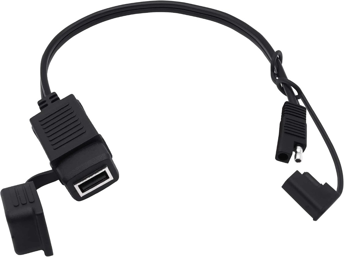 SnelShoppen - SAE naar USB Adapter Motorfiets Kabel SAE Snelle Connector naar 5V 2A USB A Vrouwelijk Oplaadpunt met Waterdichte Deksel voor Smartphone