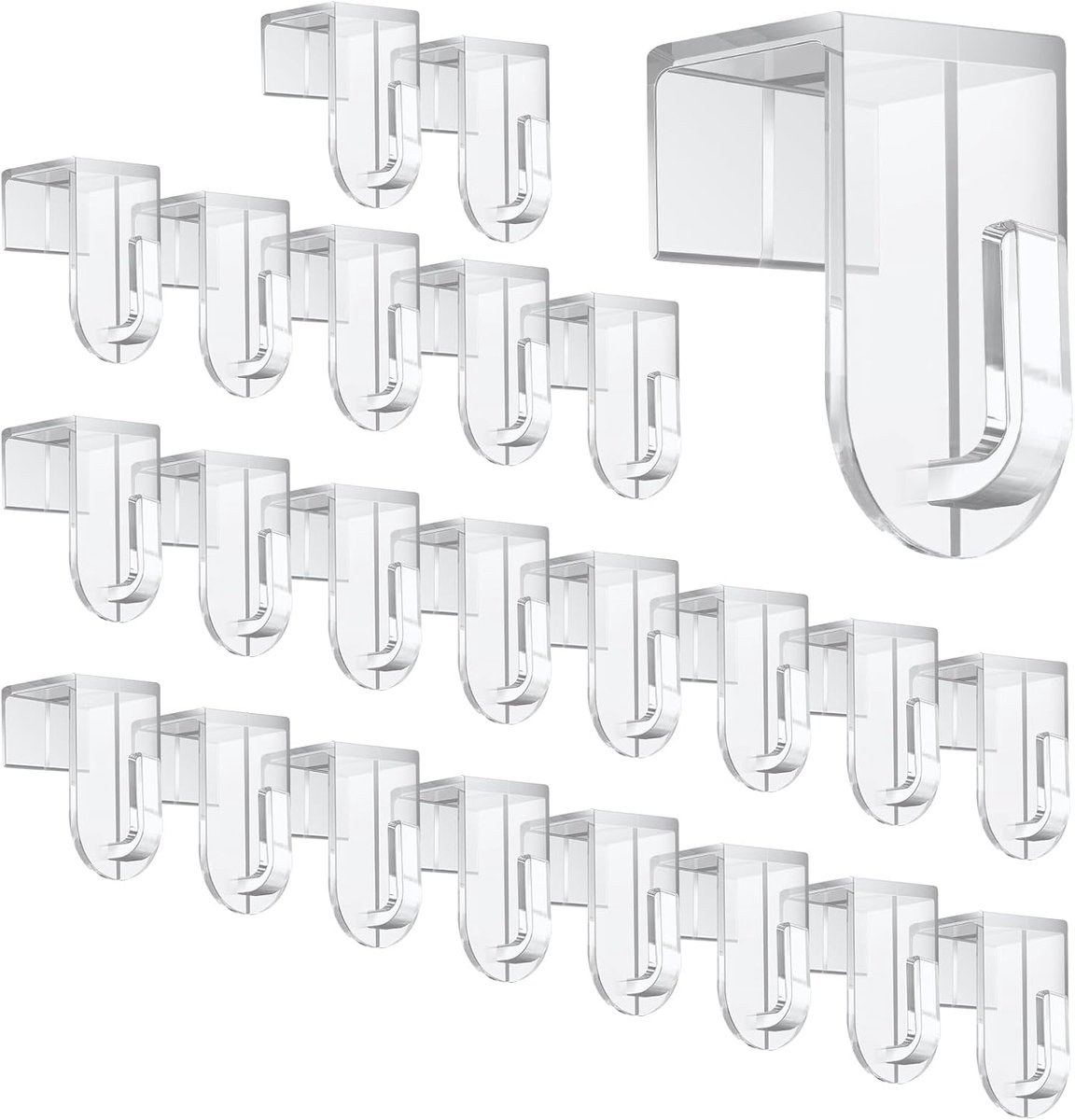 SnelShoppen - 24 Stuks Zelfklevende Haken - Heavy Duty Transparante Raamhangers voor Decoratie - 35 x 17 mm - Perfect voor Feest, Tuin en Keuken