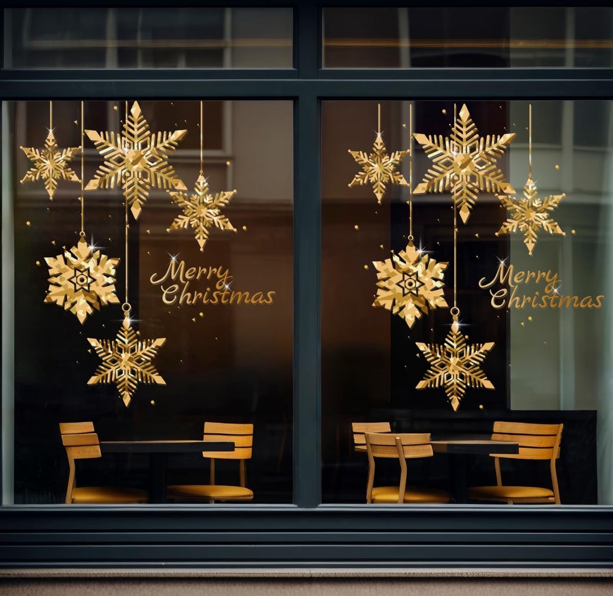 SnelShoppen - Kerstboom Raamstickers voor Ramen - Gouden Statistische Kerstdecoratie - DIY Wand- en Raamstickers voor Winkels - Set van 2 - 60 x 90 cm