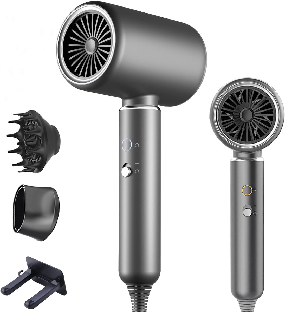 SnelShoppen - Föhn 2200W met AC motor, 4 temperatuurstanden, 2 snelheden, ionentechnologie, diffuser en concentrators voor snel en stil drogen - Ideaa
