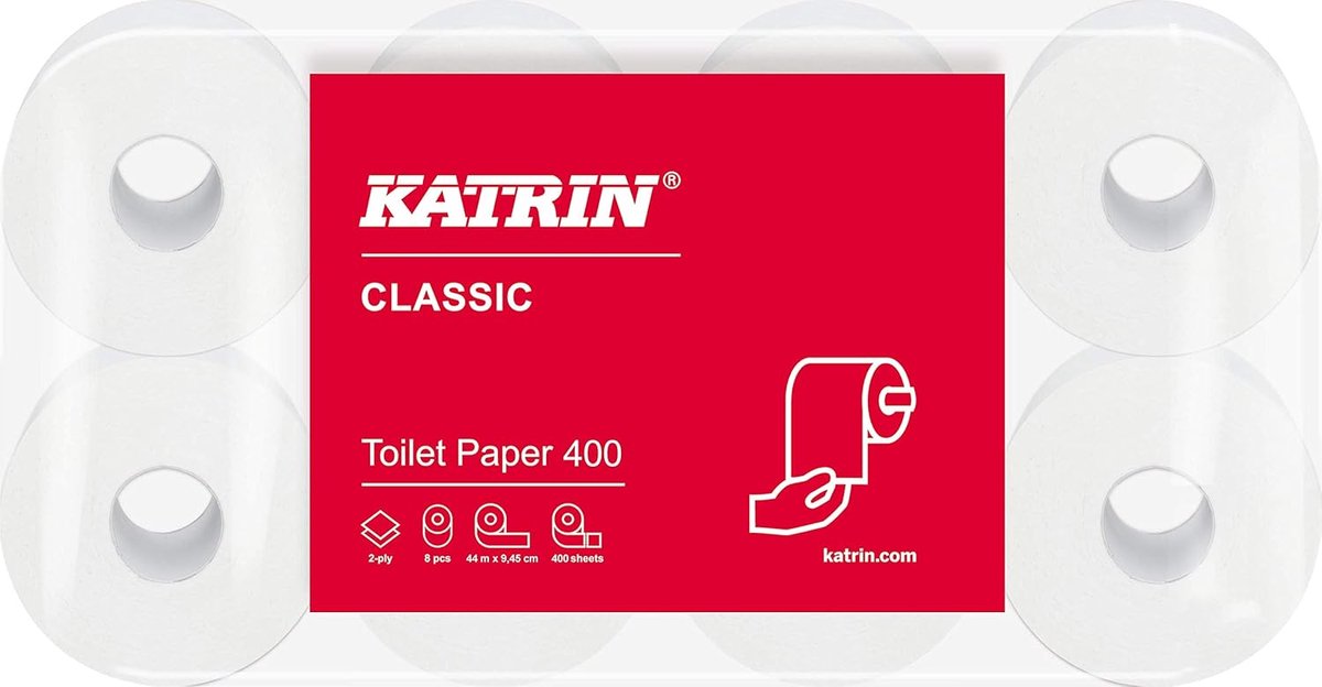 SnelShoppen - Hoogwaardige Toiletpapier Rollen 400 Vel, 6 x 8 Rollen, Sterk en Duurzaam, Dermatologisch Getest, EU Ecolabel, Perfect voor Publieke Rui