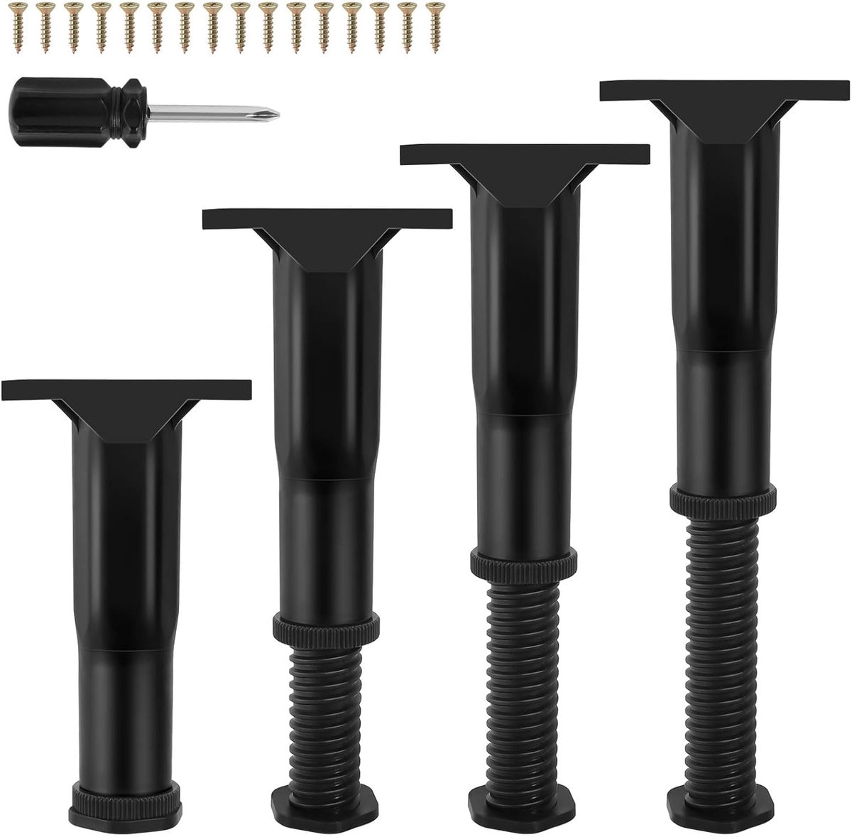 SnelShoppen - Bed Frame Support Legs 4 Stuks, Verstelbare Bedpoten, Zware Kwaliteit, 15-28 cm, Retractable Meubelpoten, Vervangingspoten voor Bed, Kas