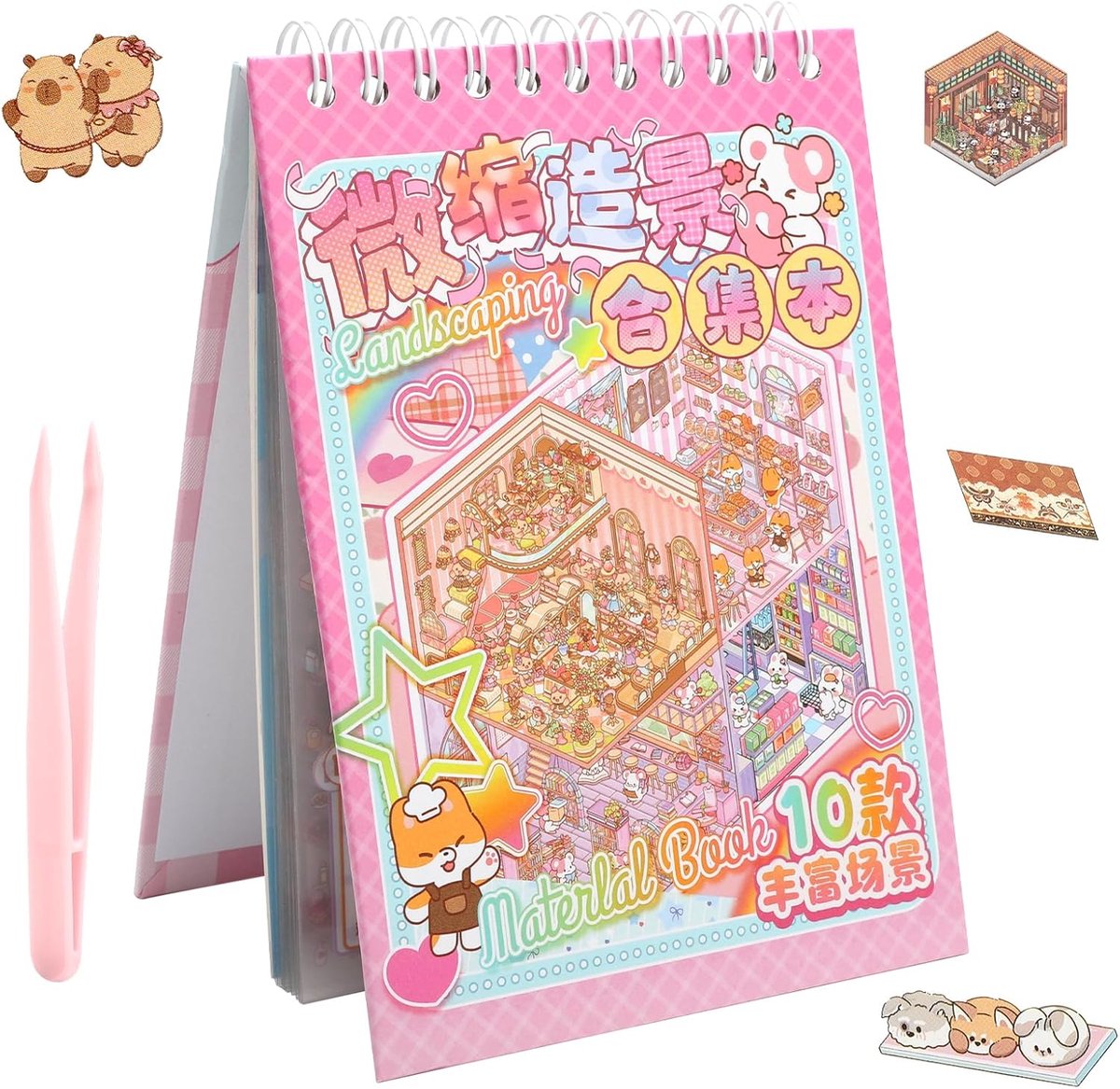 SnelShoppen - 3D Scene Stickers Set - Creatieve 3D Huis Stickers voor Volwassenen - Stressverlichting en Therapie Sticker met Pincet - 10 Thematische