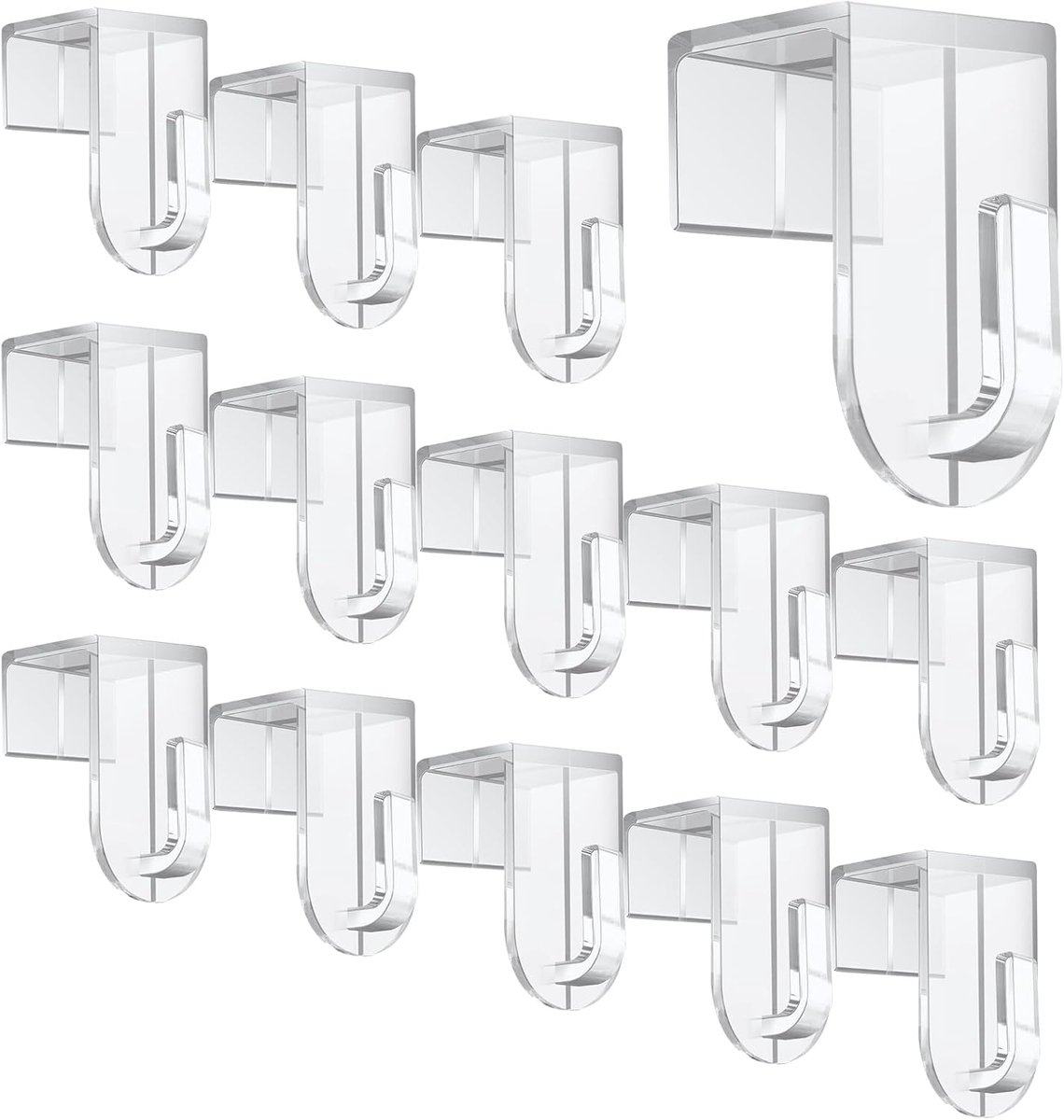 SnelShoppen - 14 Stuks Zelfklevende Haakjes - Zware Kwaliteit Venster Hangers - Transparante Haakjes voor Raamdecoratie - 35 x 17 mm - Ideaal voor Fee