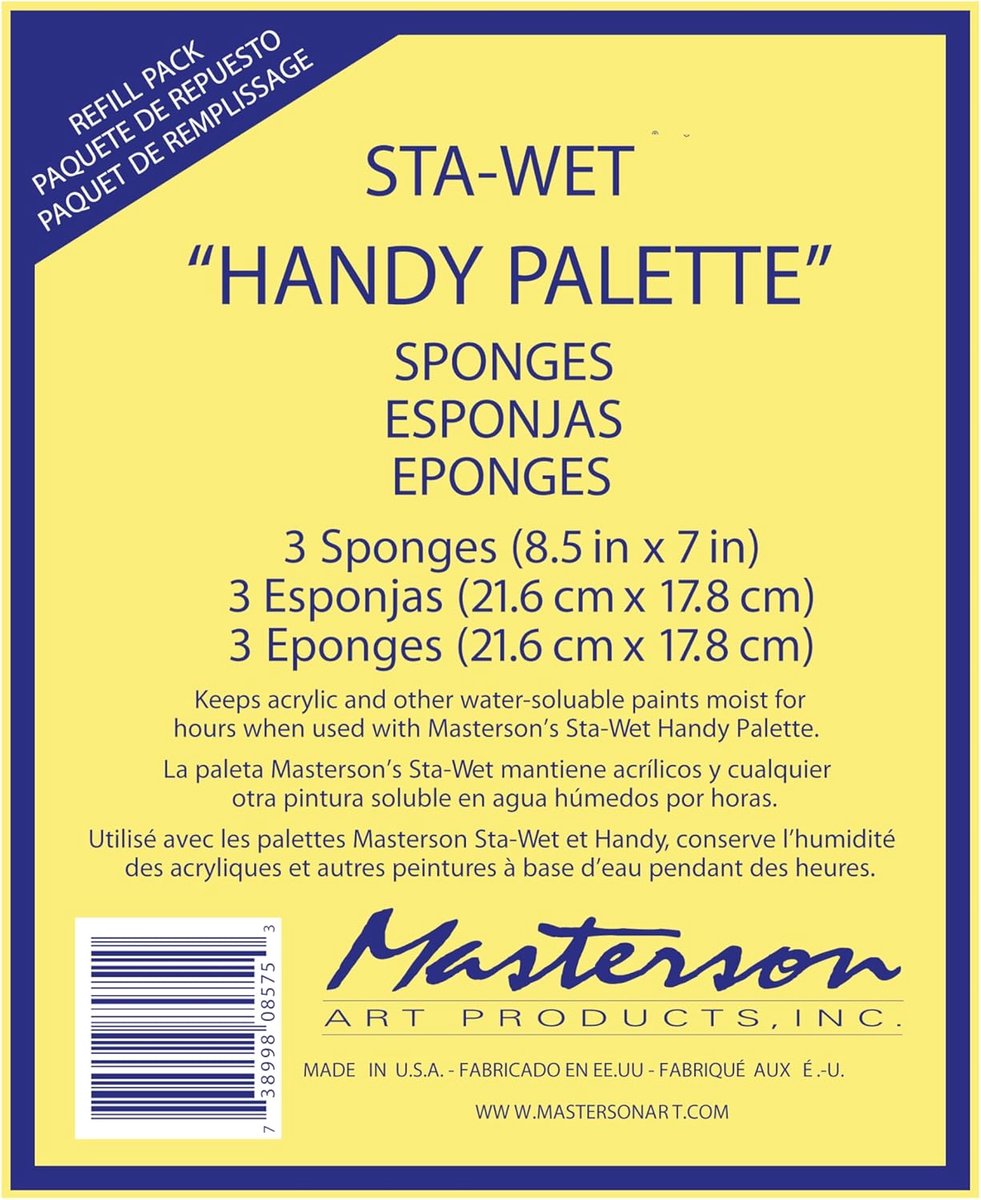 SnelShoppen - Sta-Wet Mobiele Telefoon Spons Navulling 3PK - Vochtige Sponsen voor Schilderen - Houdt Verf Vers - Ideaal voor Creatieve Projecten