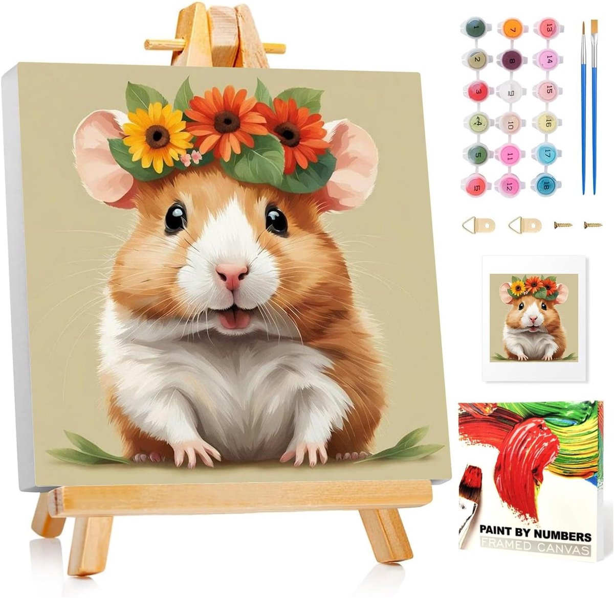 SnelShoppen - Schilderen op Nummer voor Kinderen met Lijst - Dieren Schilderen op Nummer 20x20 cm voor Jongens en Meisjes 5-10 Jaar - Creatieve Kado's
