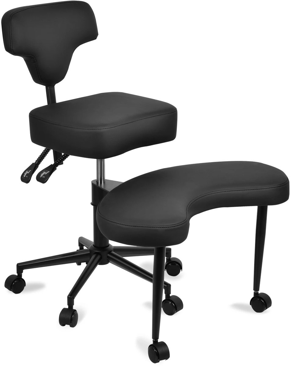 Stervia Ergonomische Stoel - Meditatiestoel - Fauteuil - Verstelbare Hoogte En Rugleuning - Draaibaar - Ergonomisch - Zwart - 78,5 - 101 × 72 × 69 - 96 cm