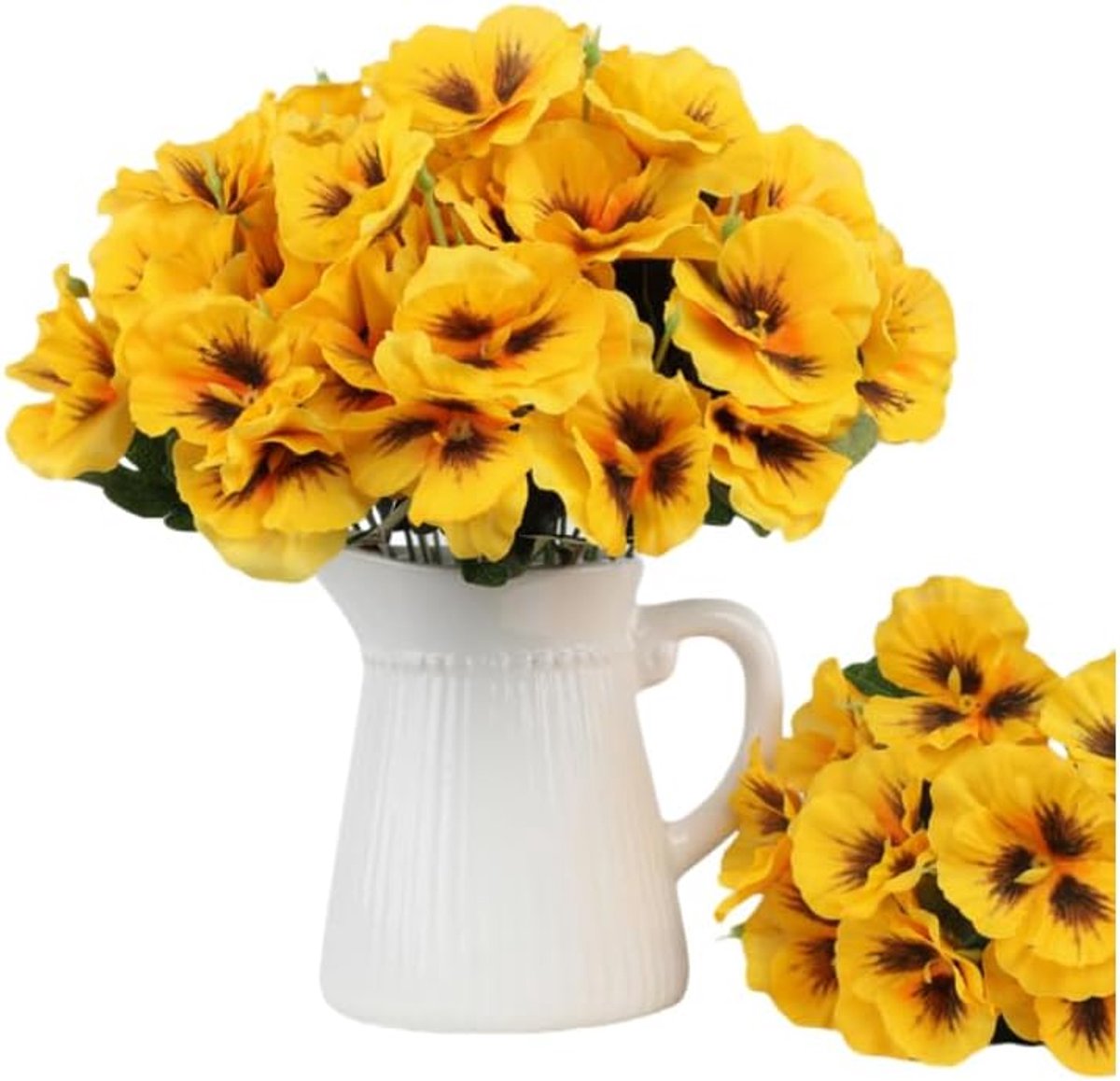 SnelShoppen - 10 Bundels Kunstbloemen Chrysanten Geel - UV Bestendig Kunststof Silk Bloemen voor Tuin, Balkon, Bruiloft, Decoratie - Perfect voor Buit