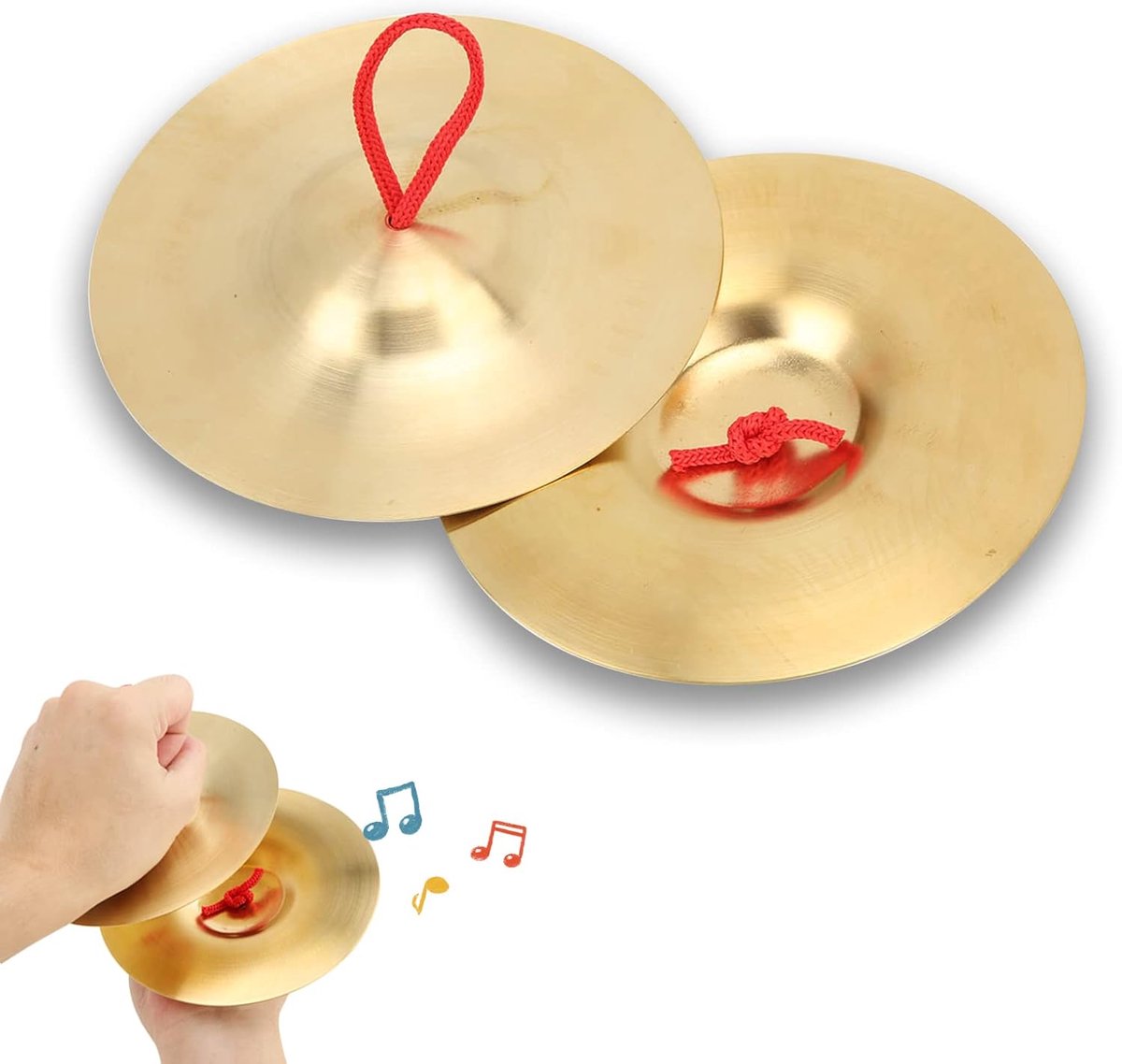 SnelShoppen - Crash Cymbal Set 2pcs - Brass Hand Cymbal voor Kinderen en Volwassenen - Duurzaam en Mooi - Perfect voor Feestjes en Muziekactiviteiten