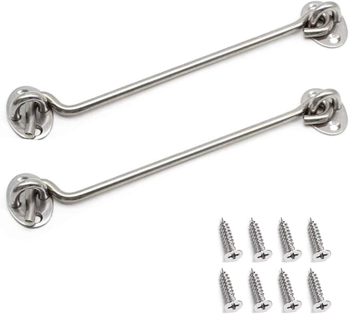 SnelShoppen - 2-delige Cabin Hook Eye Deurhandgreep RVS 200mm/8 Inch met 8 Montagebouten voor Schuifdeuren, Keukendeuren, Kastdeuren, Duurzaam en Stij