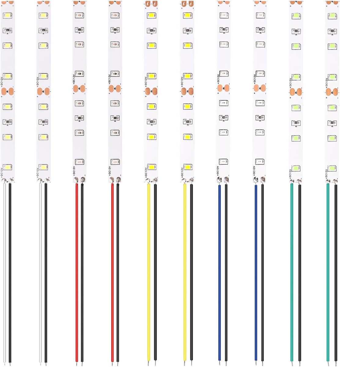 SnelShoppen - 10 Stuks 100mm 12V - 18V Voorbedrade LED Strip, 2835 SMD Model Rail LED Verlichting, Zelfklevende Flexibele LED Lampen in Wit/Rood/Geel/