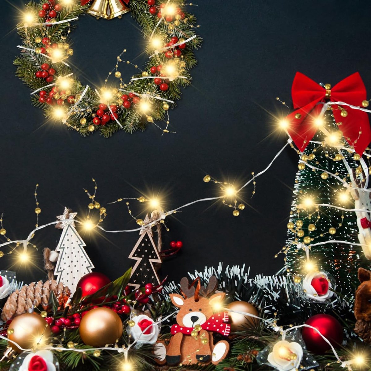 SnelShoppen - 30 LED Fairy Lights met Bessen - 3 m Feestverlichting op Batterijen - Binnen en Buiten - Decoratie voor Tuin, Bruiloft, en Feestelijkhed