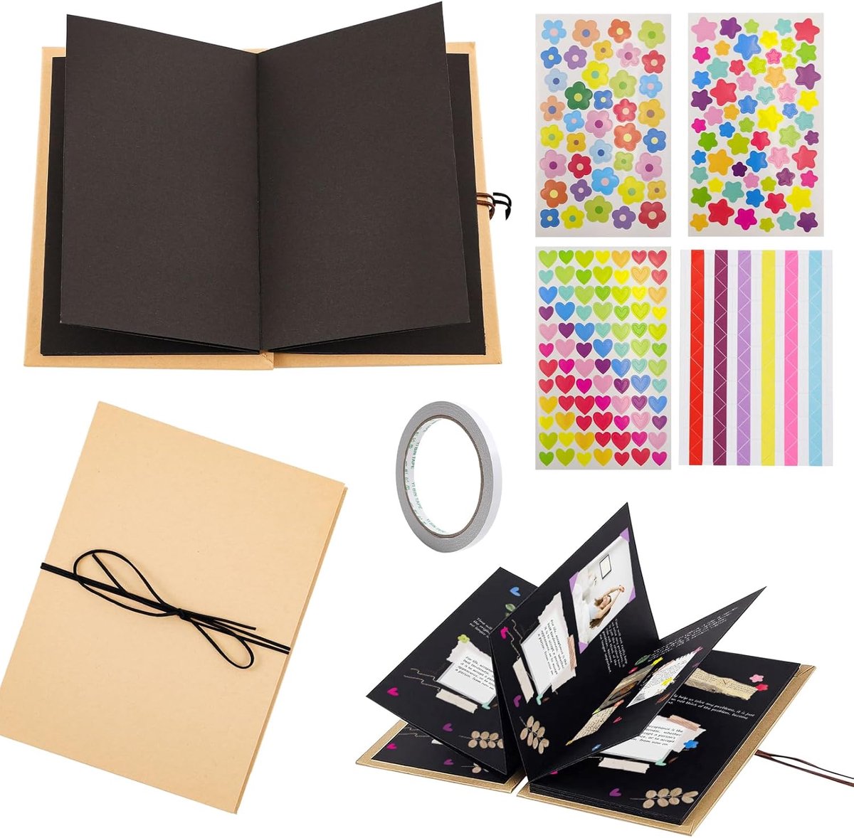 SnelShoppen - 5 Inch DIY Foto Album Scrapbook Album 34 Pagina's Kleurrijk Persoonlijk Maakbaar Klein Fotoboek Perfect voor Verjaardag, Afstuderen en B
