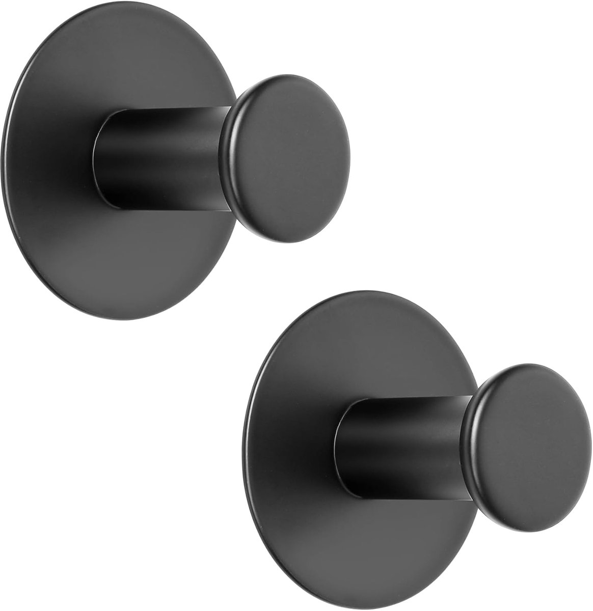 SnelShoppen - Zelfklevende Haakjes 2 Stuks Zwart Towel Hooks Geen Boren, Wandhaakjes van RVS 304 voor Badkamer, Keuken, Toilet, Voordeur