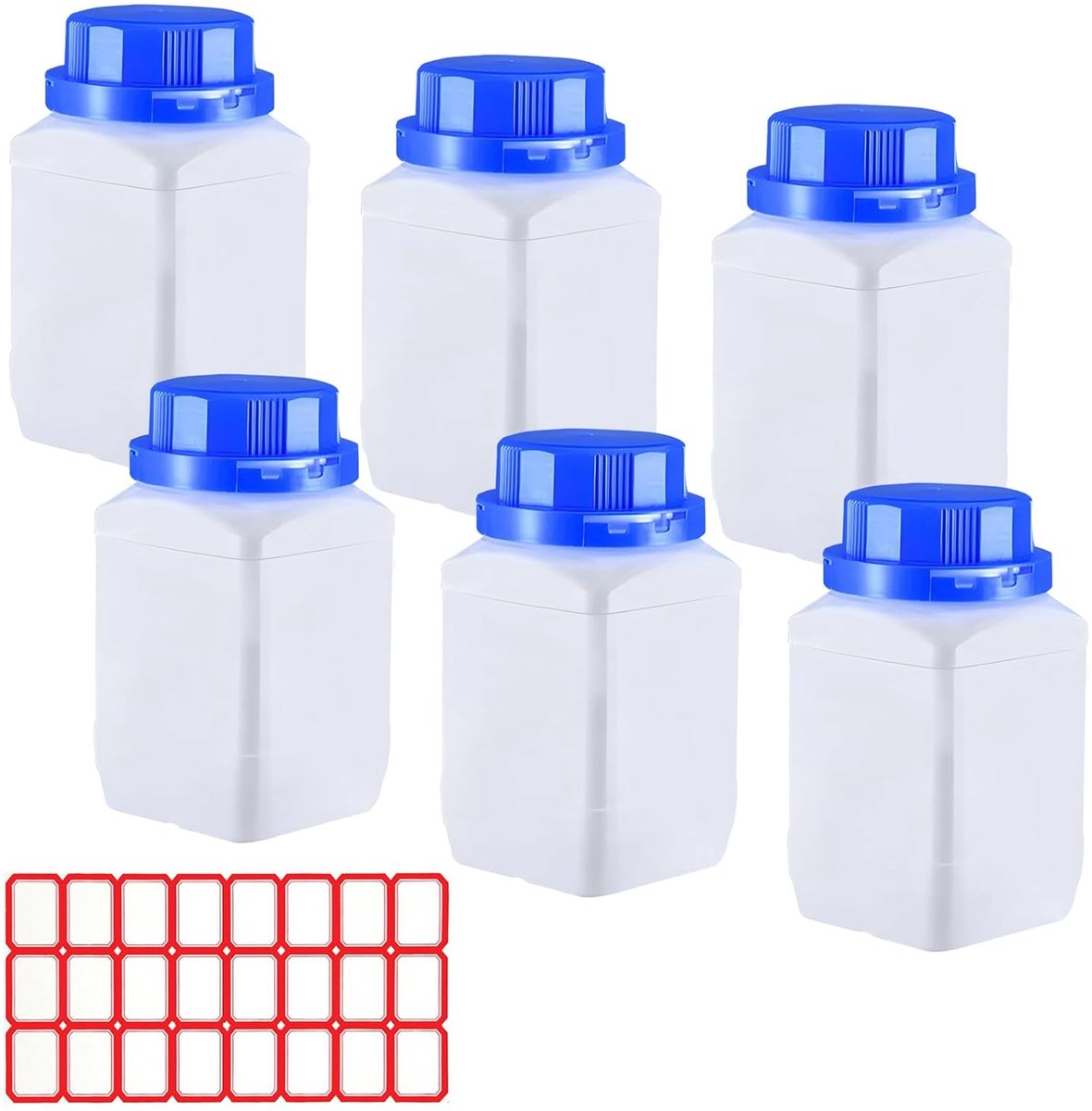 SnelShoppen - 6 x 250ml Breednekgroene Flessen, Chemische Fles met Schroefdop, Laboratorium Fles, HDPE Plastic Flessen voor Laboratorium, Keuken of Ho
