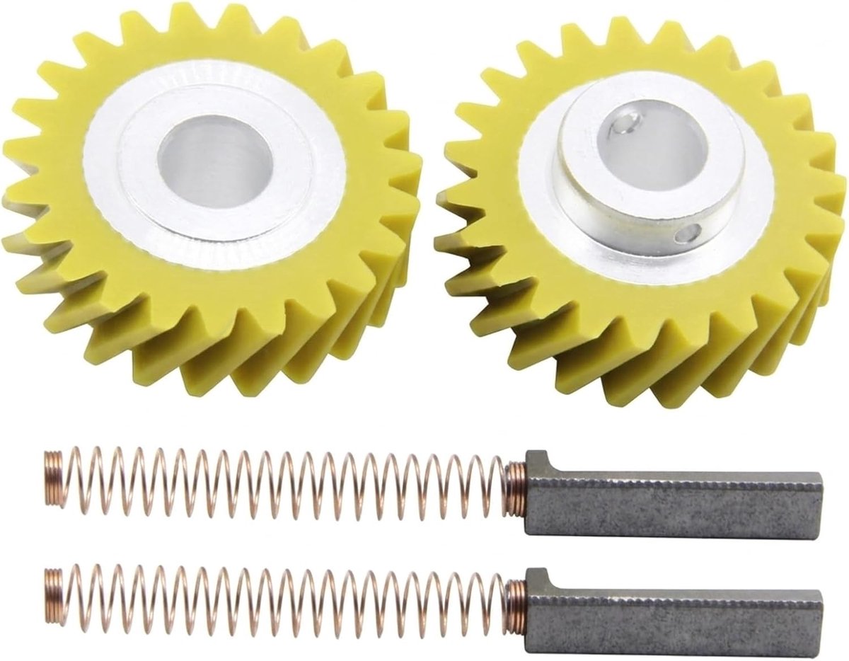 SnelShoppen - 2 stuks Mixer-Schroefwielen en 2 Stuks Koolborstels voor Keukenmixers - Vervangingsonderdelen, Compatibel met Diverse Modellen, Hoogwaar