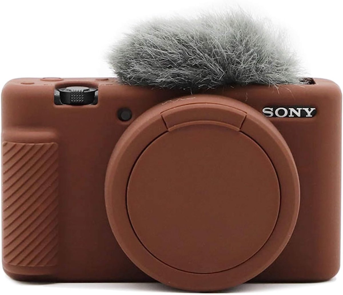 SnelShoppen - Zachte Silicone Beschermcase voor Digitale Vlogcamera, Lichtgewicht en Perfecte Pasvorm voor Sony ZV-1 Camera - Donkerbruin