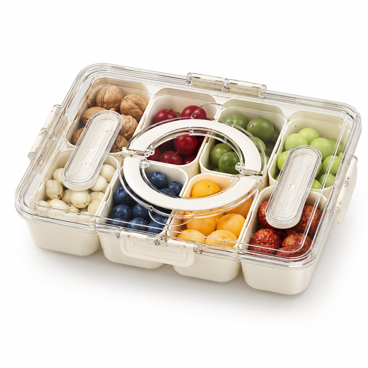 Bobypet - Snackbox - Lunchbox-Fruitbox - Snackdoosje Kind - BPA-vrij – Lekvrije Maaltijdprepdozen - 8 Compartimenten snackdoosjes- Bijpassend servies- Picknick box volwassenen kinderen -Vaatwasserbestendig – 28 x 20 x 7 cm