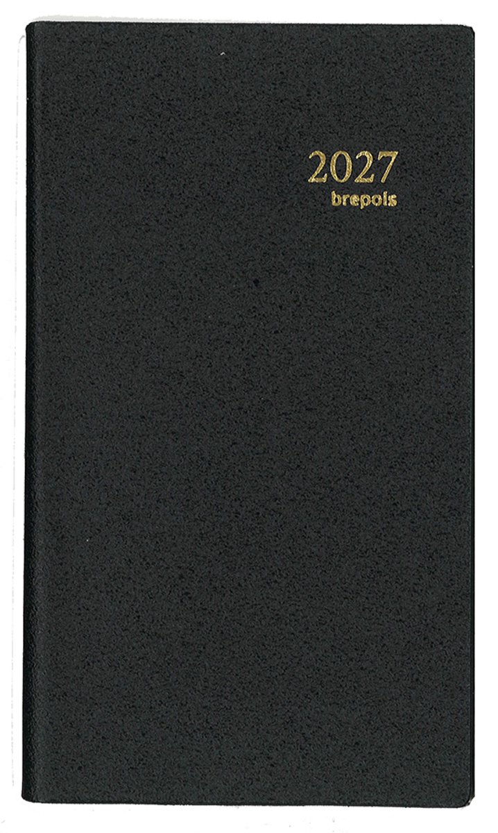 Brepols agenda 2027 - NOTAPLAN [0.716] - GENOVA - 1 week op 2 pagina's - Weekoverzicht - Zwart - 8,9 x 16 cm