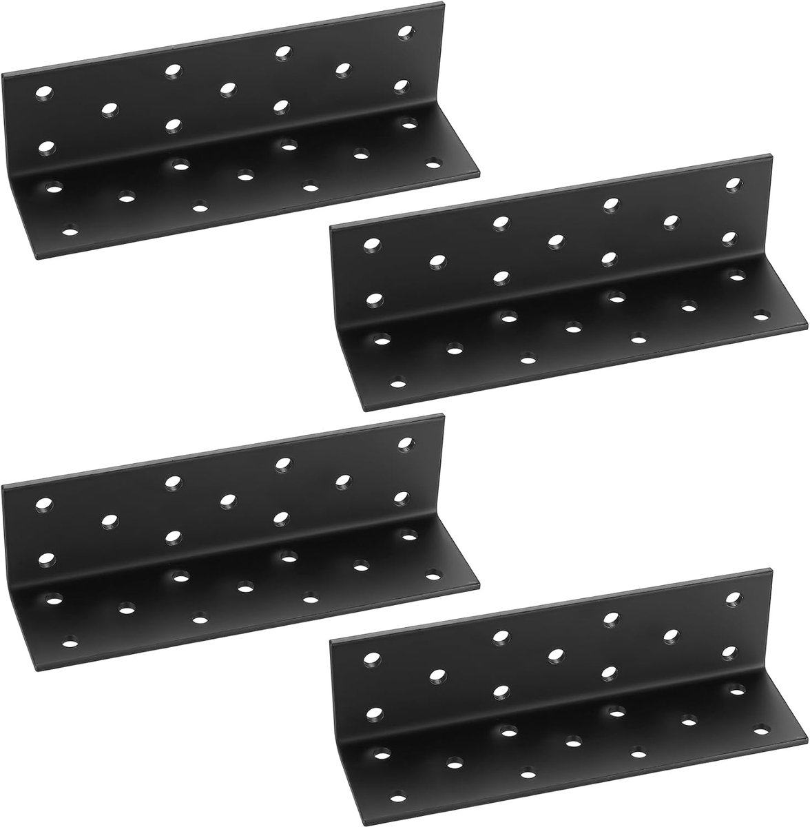 SnelShoppen - 4 Stuks Hoekbeugels voor Verhoogde Tuinbedden, Zwarte Metalen L-Beugels, 140x40x40mm, Sterk en Duurzaam, Voor Meubels, Planken en Kasten