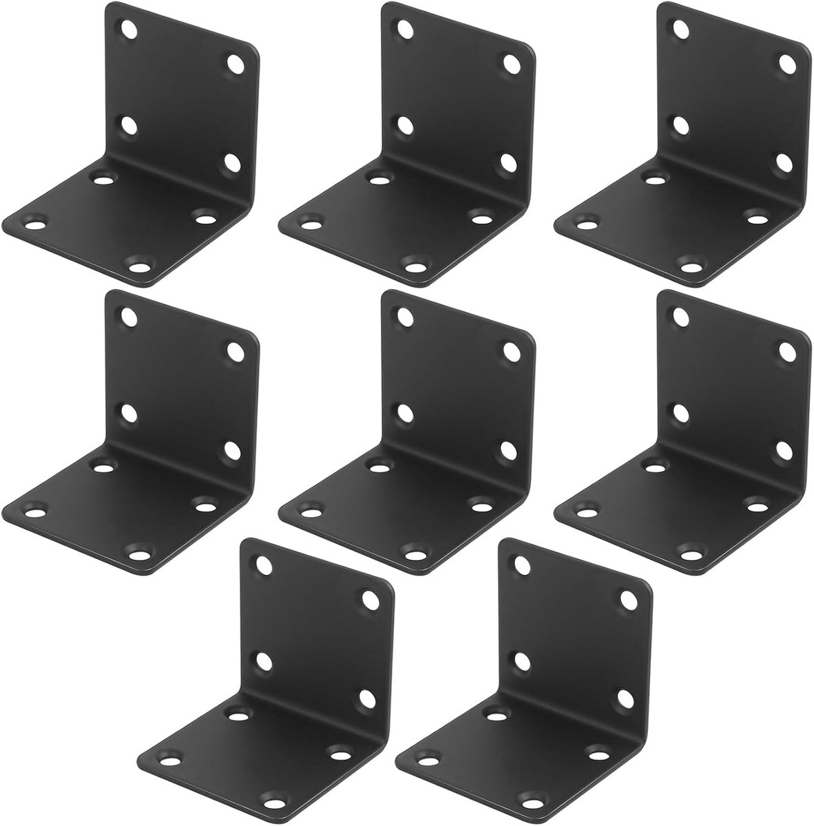SnelShoppen - 8 Pcs L Beugels voor Hout, Hoekbeugels voor Hout, Zware Metalen Rechte Hoek Beugel Set, Zwart L Vormige 90 Graden Beugel Kit voor Verbin