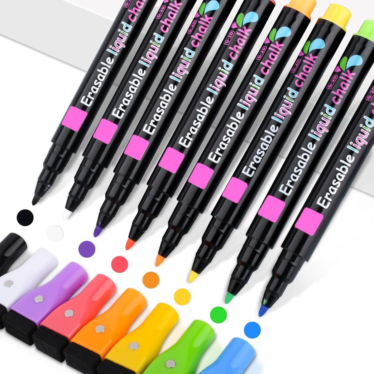 SnelShoppen - Whiteboard Marker Set - 8 Kleuren - Magnetisch, Droogveeg Marker met Fijne Punt en Wisser - Ideaal voor School, Kantoor en Creatieve Pro
