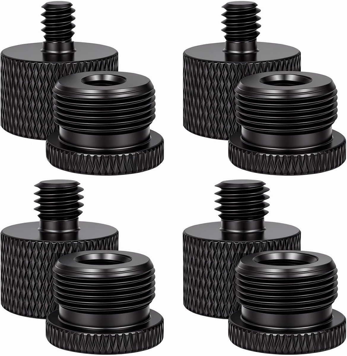 SnelShoppen - 8pcs Microfoon Statief Adapter Set, Draad Adapter Kit Voor Microfoon Stand, Boom Arm, Camera Statief, 5/8-1/4, 5/8-3/8, 3/8-5/8, 1/4, Zw