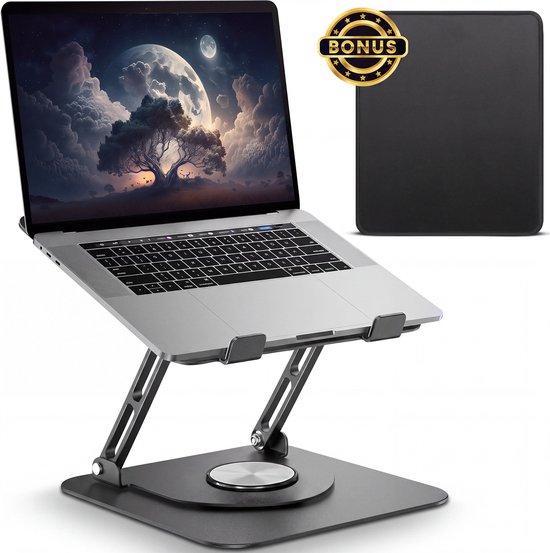 Villux Laptop Standaard Ergonomisch - Laptop Standaard Verstelbaar - Laptophouder - Laptopstandaard - Laptop Verhoger - Laptop Standaard Opvouwbaar - Inclusief Ebook - Inclusief Muismat
