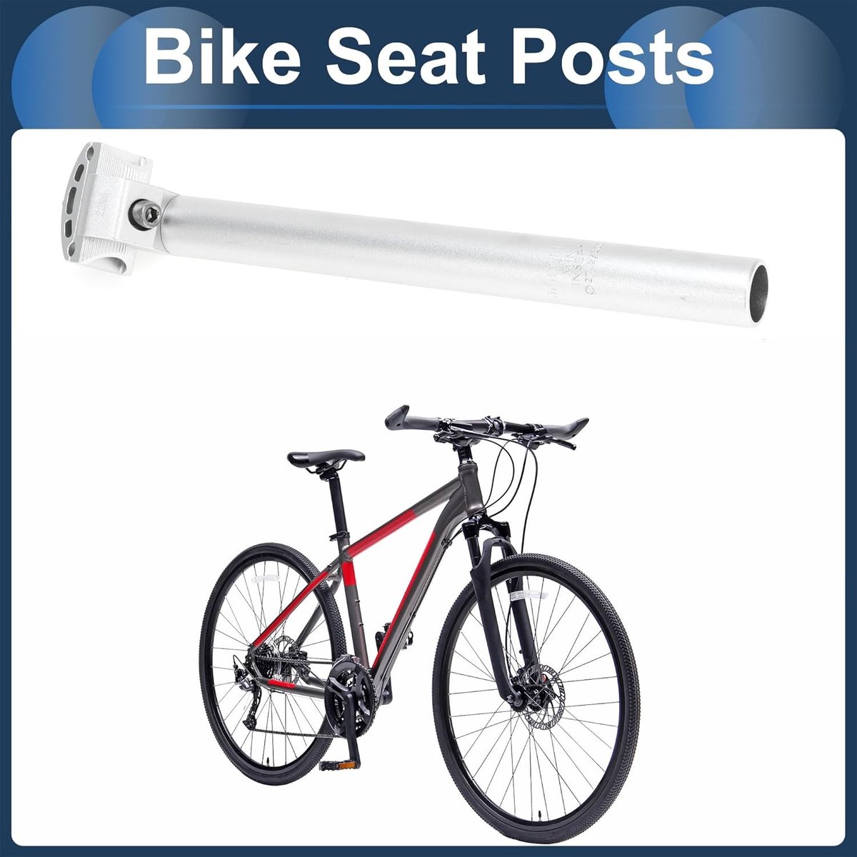 Verstelbaar Fietszadel van Aluminiumlegering, 27,2 x 300 mm, Zilverkleurig met Bevestigingsclip voor Comfortabel Fietsen