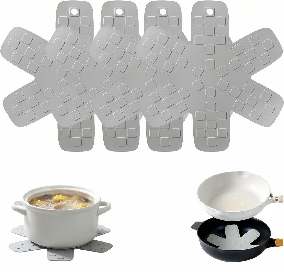 SnelShoppen - Set van 4 Hittebestendige Siliconen Pannenbeschermers - Herbruikbare Antislip Matten voor Keukengerei, Servies en Hete Platen - Ideaal v