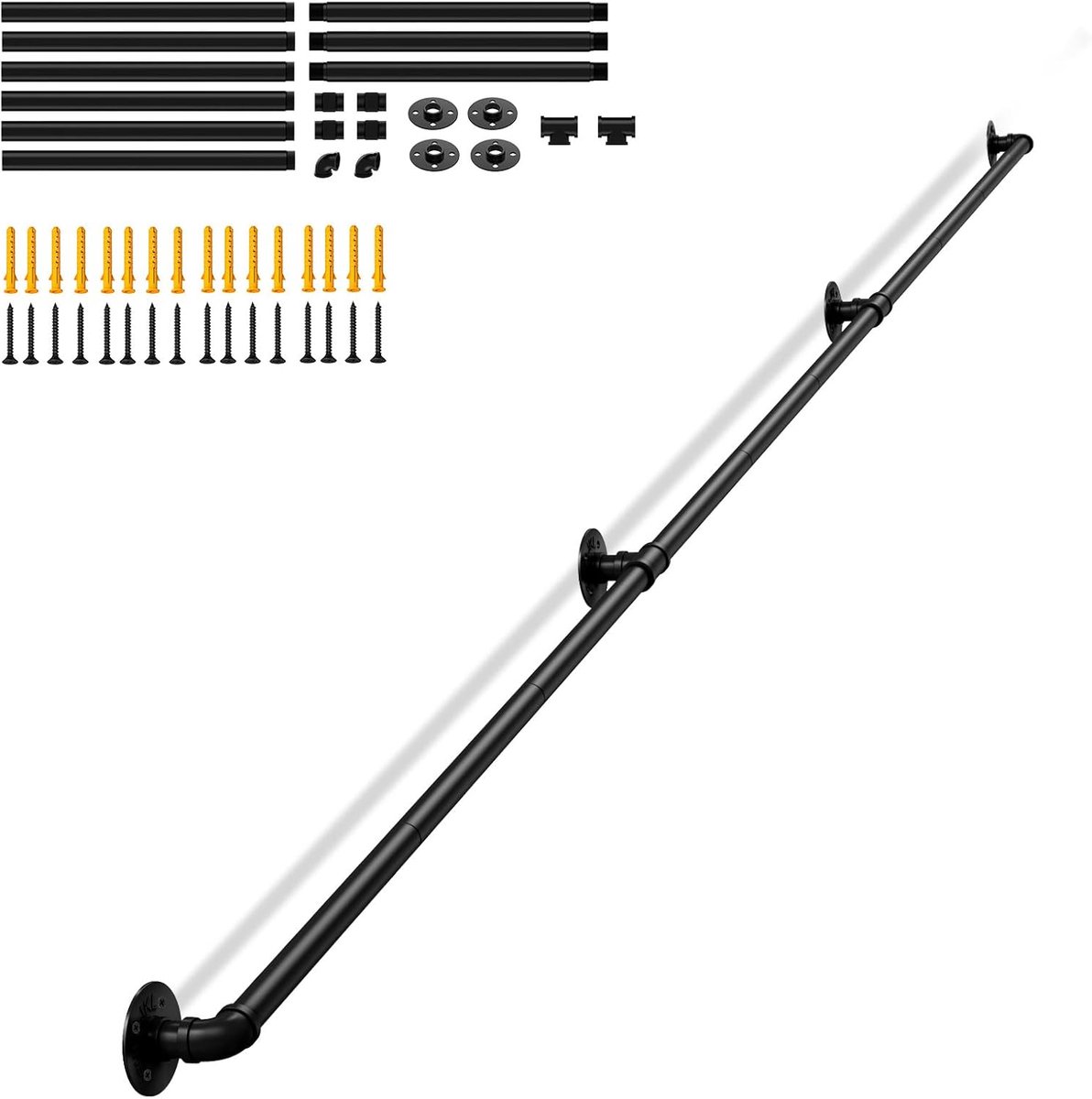 SnelShoppen - 3M Binnen en Buiten Trapleuning - Heavy Duty Wandgemonteerde Veiligheidsleuning voor Ouderen, Kinderen, Gehandicapten, Antislip Smeedijz