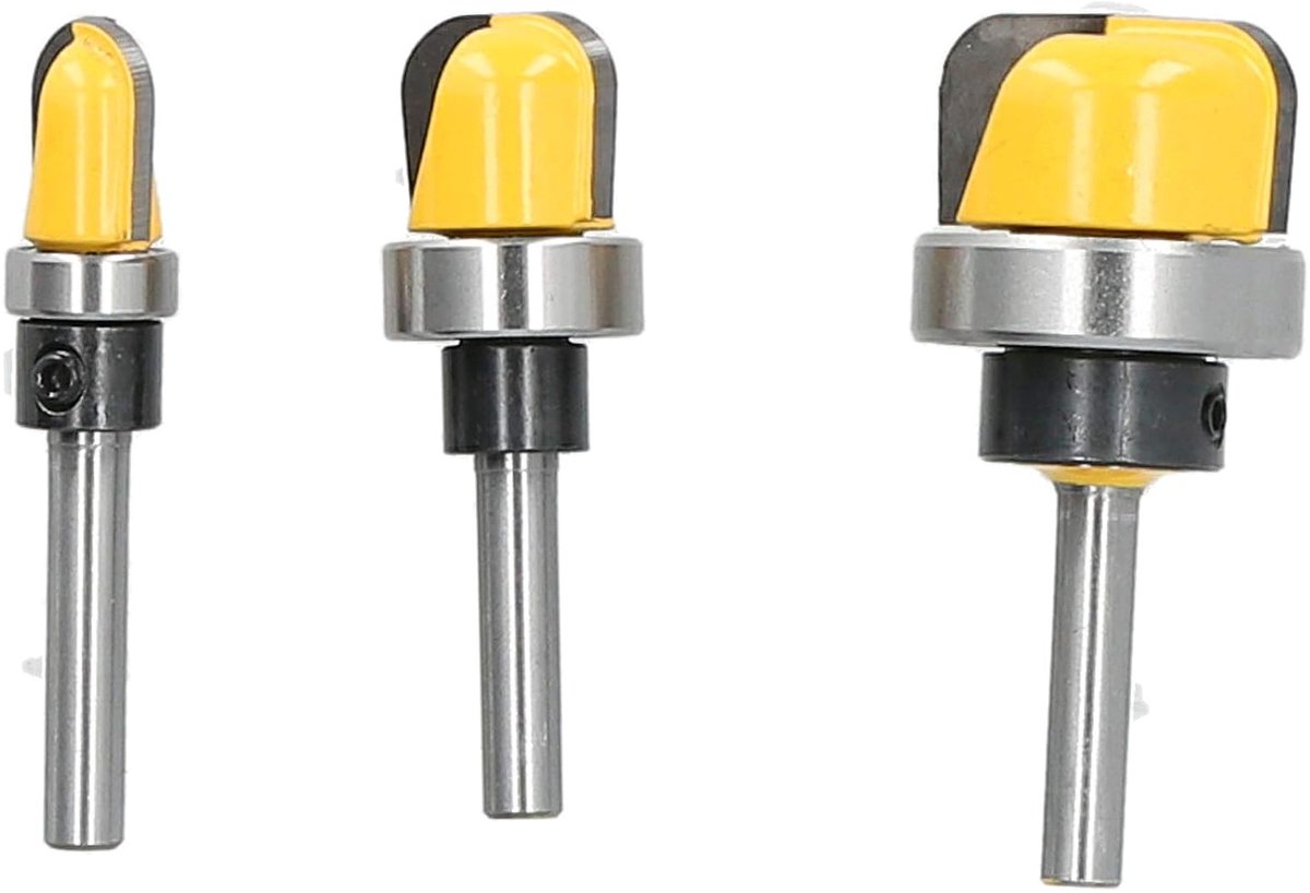 SnelShoppen - Router Bit Set 3 Stuks - Ronde Frees Cutter voor Houtbewerking - 6mm Schacht - V-Groef en Kom Model - Duurzaam en Sterk