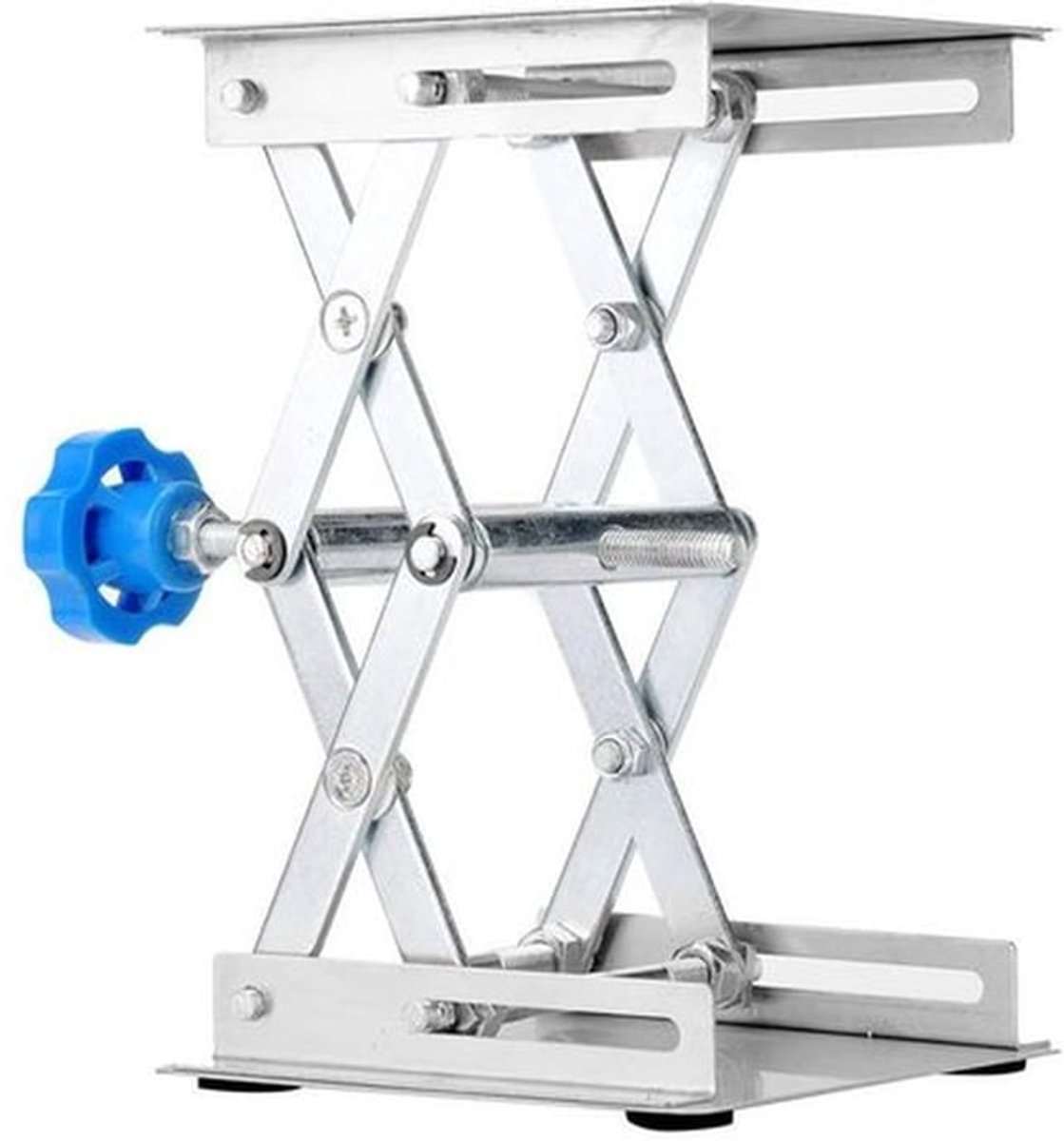 Laboratorium Hefbrug Roestvrij Staal 100x100x160mm - Standaard Schaar Lab Lift met Blauwe Handgreep