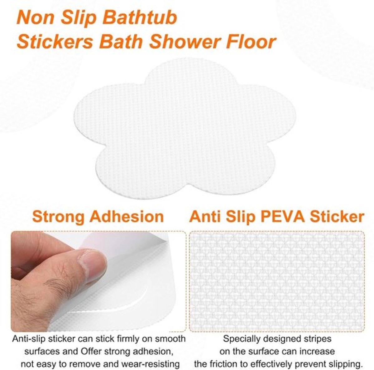 Set van 24 antislip badstickers 8,6 cm - Badkamer en keuken accessoires met bloemblad ontwerp